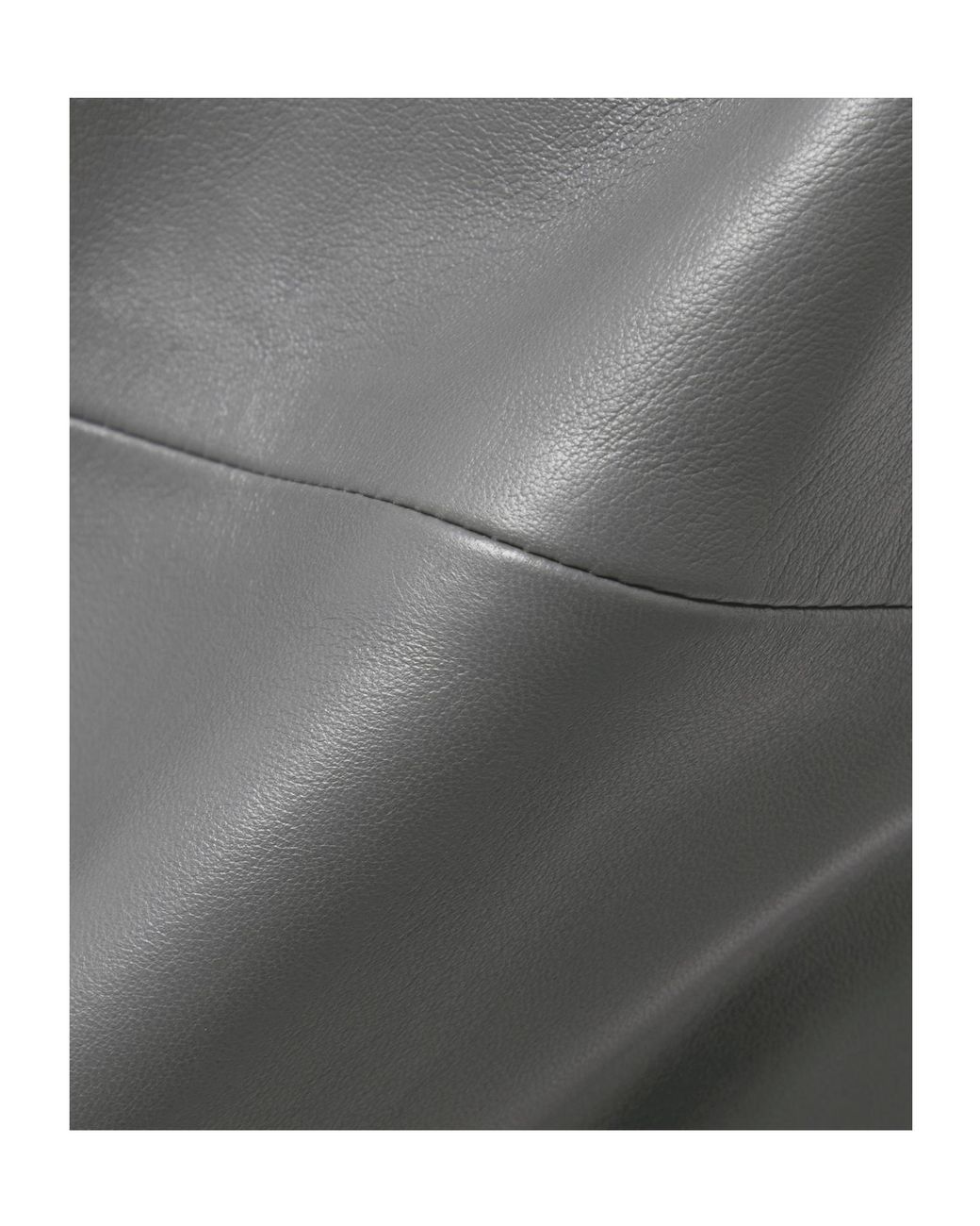 Goldsign Gray Leather Midi Skirt