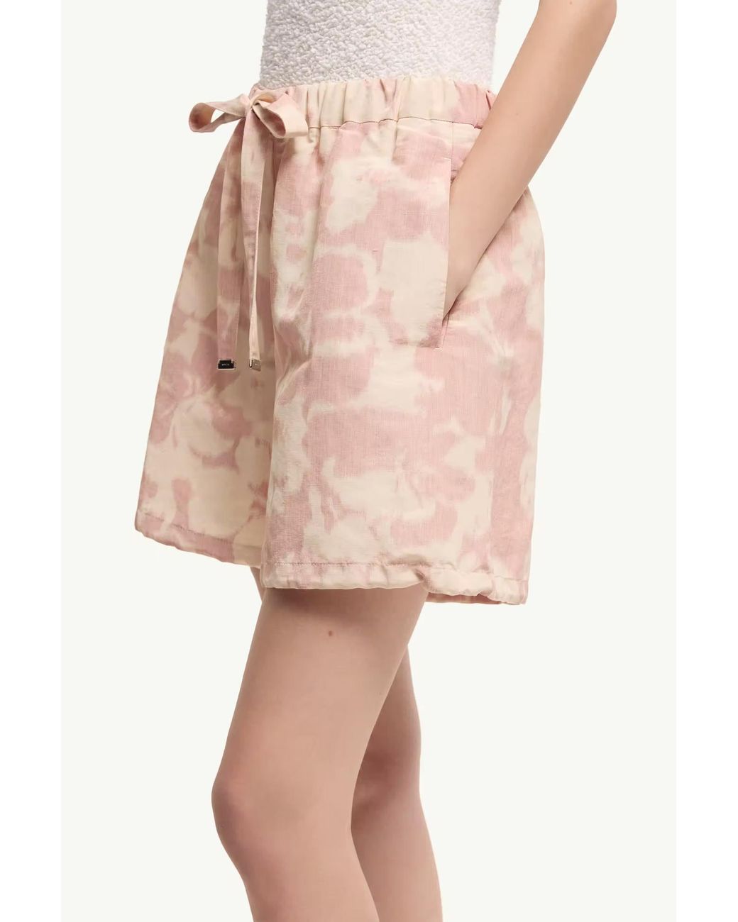 Moncler Pink Floral Printed Drawstring Shorts