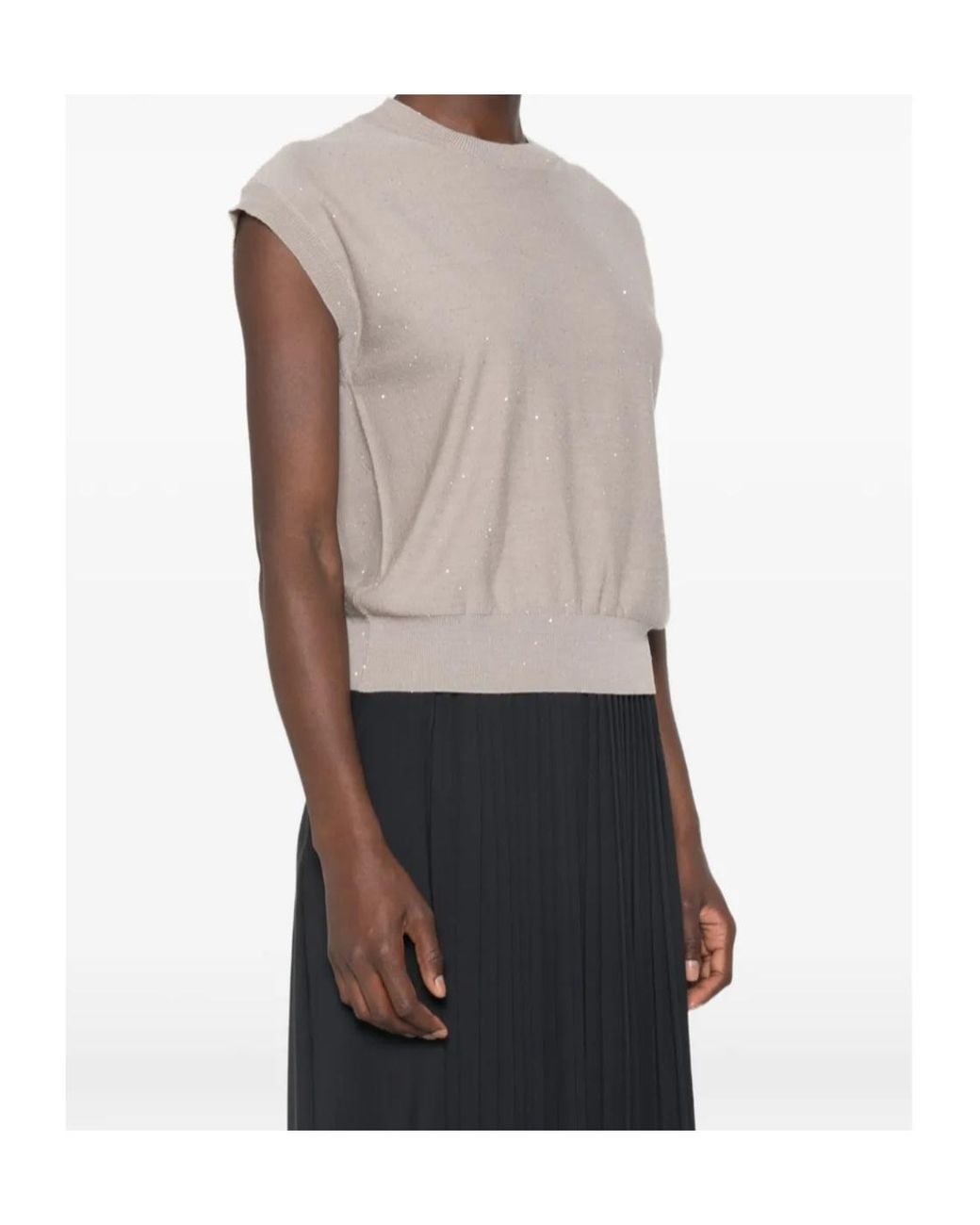 Herno Brown Sequin-Embellished Knit Top