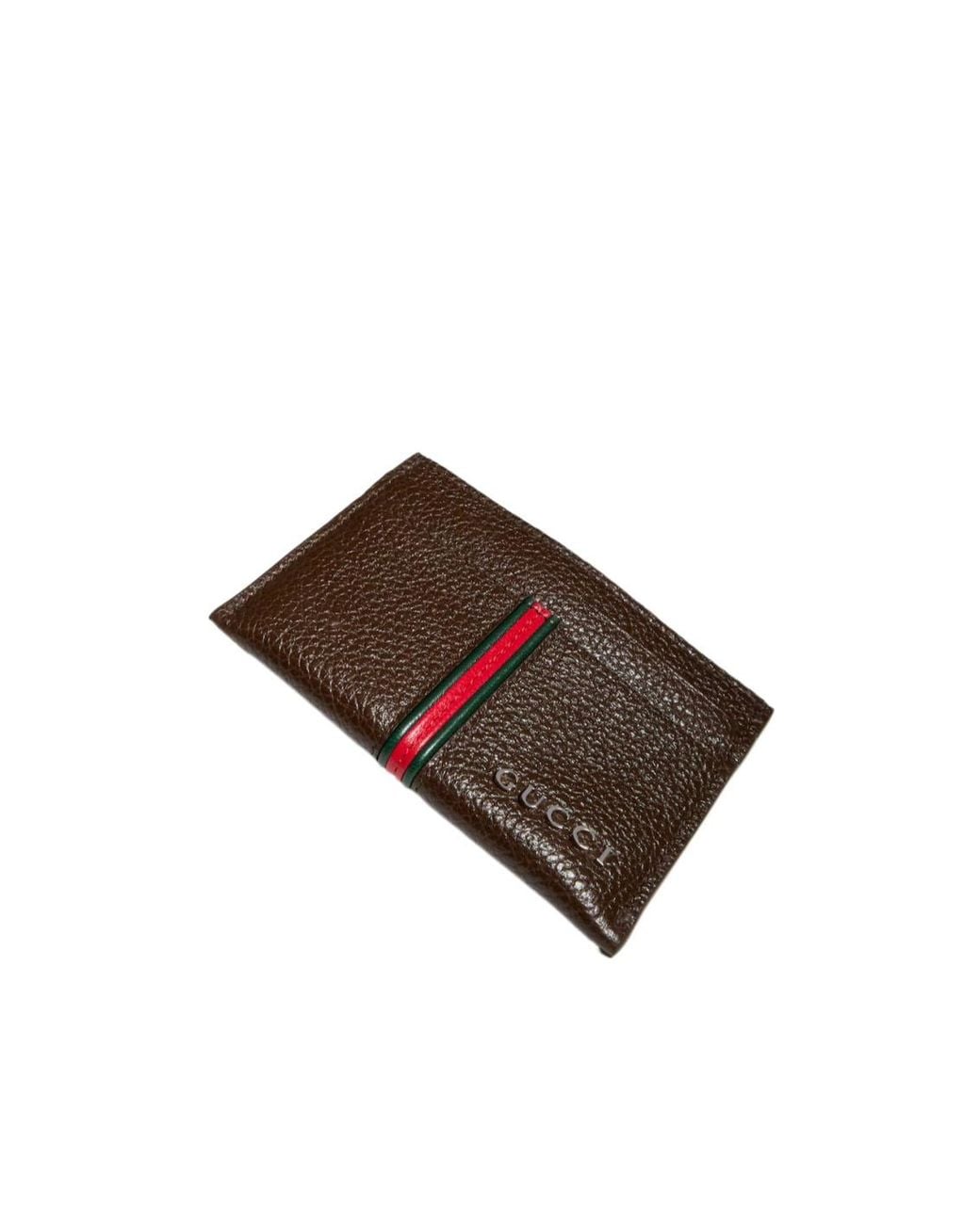 Gucci Brown Card Case With Web for men