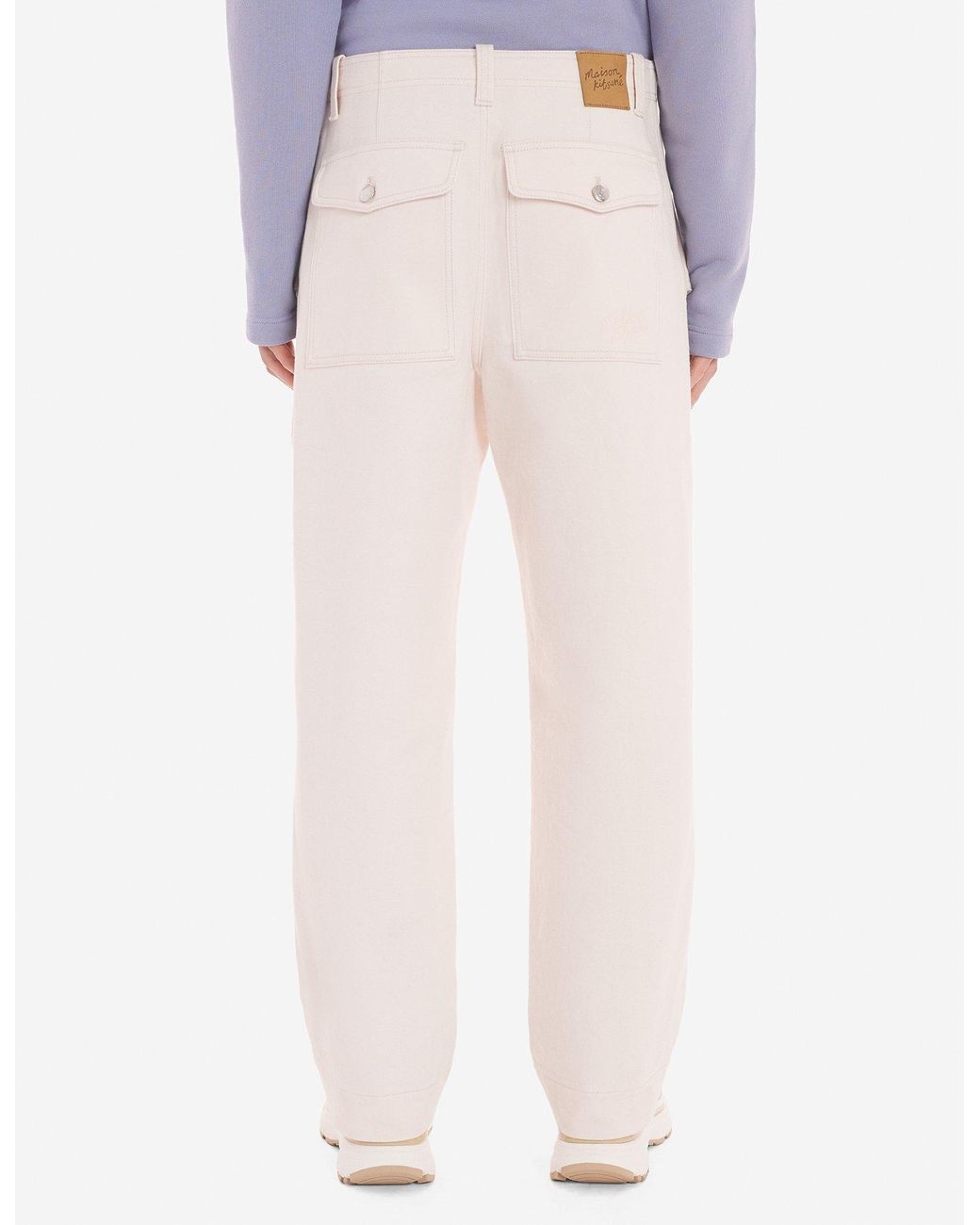 Maison Kitsuné White Maison Kitsuné Logo Patch Straight-Leg Jeans for men