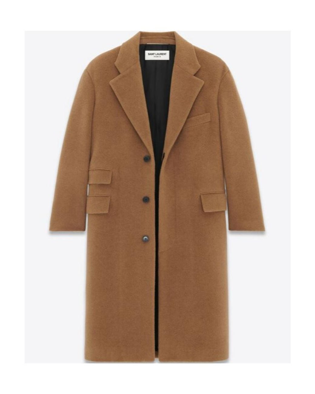 Saint Laurent Brown Single-Breasted Wool Coat for men