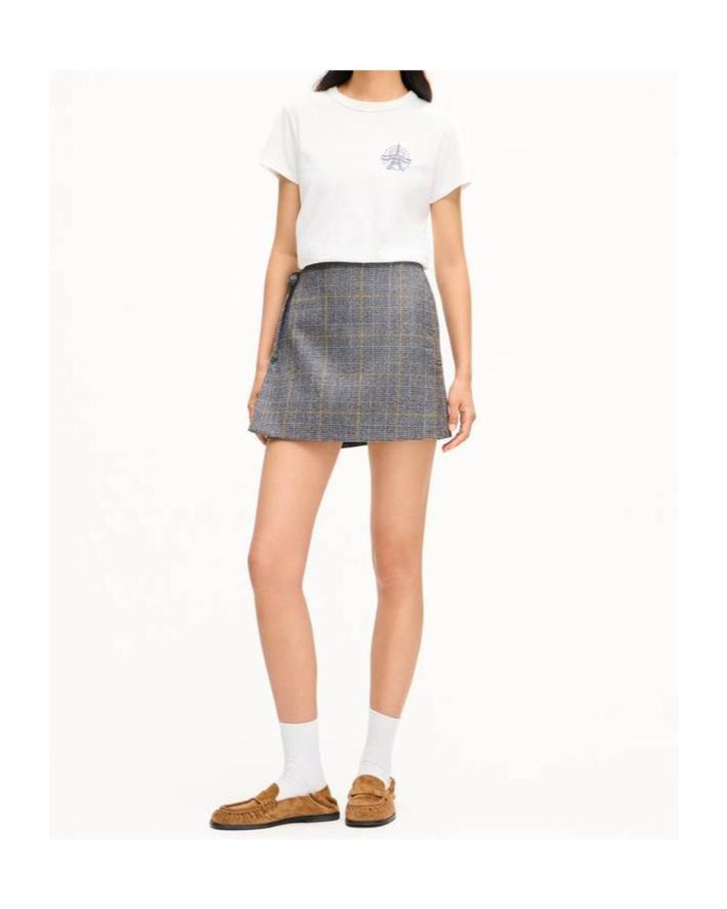 KENZO Gray Checked Wrapped Short Skirt