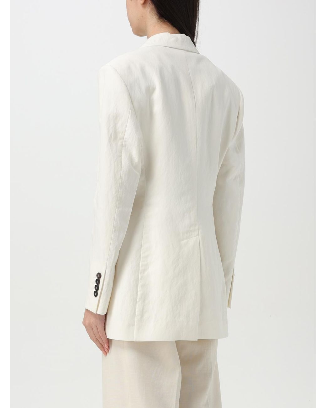 Brunello Cucinelli White Double Breasted Tailored Blazer