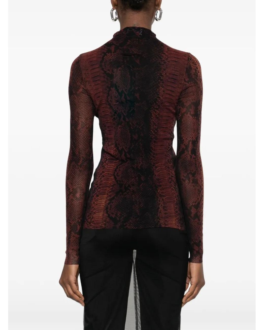 Jean Paul Gaultier Purple Snake-Print Mesh Top