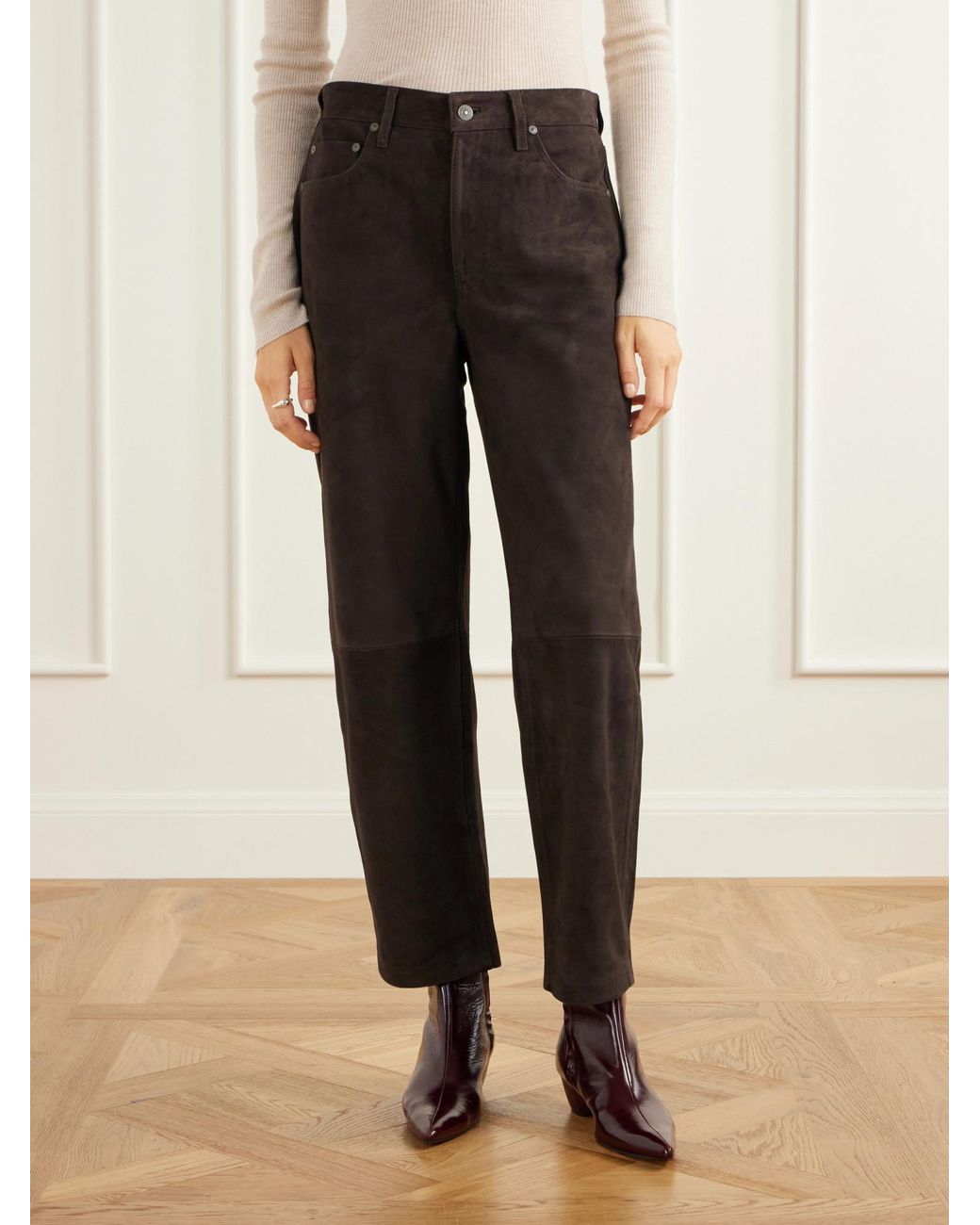 Citizens of Humanity Black Mid-Rise Barrel-Leg Pants