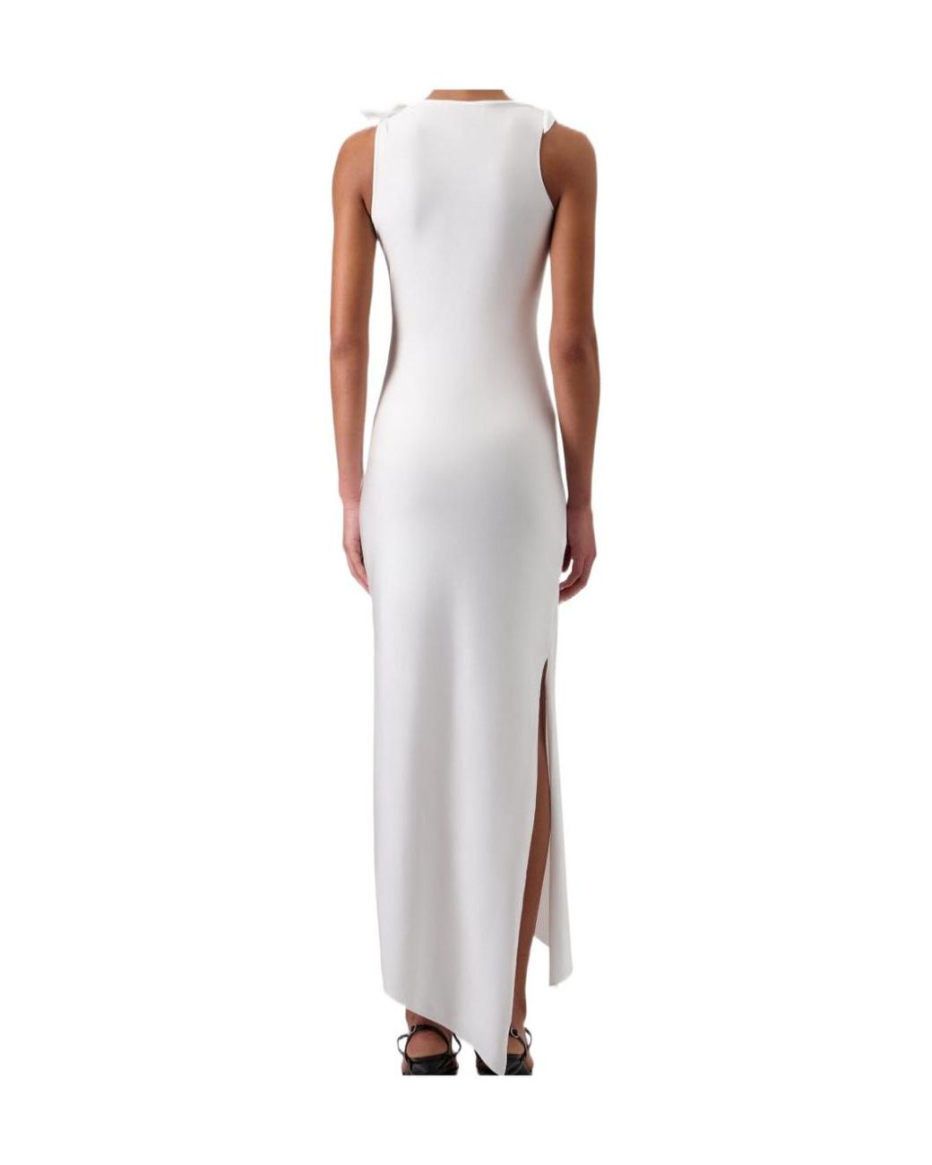 Coperni White Flower-Detailed Sleeveless Midi Dress