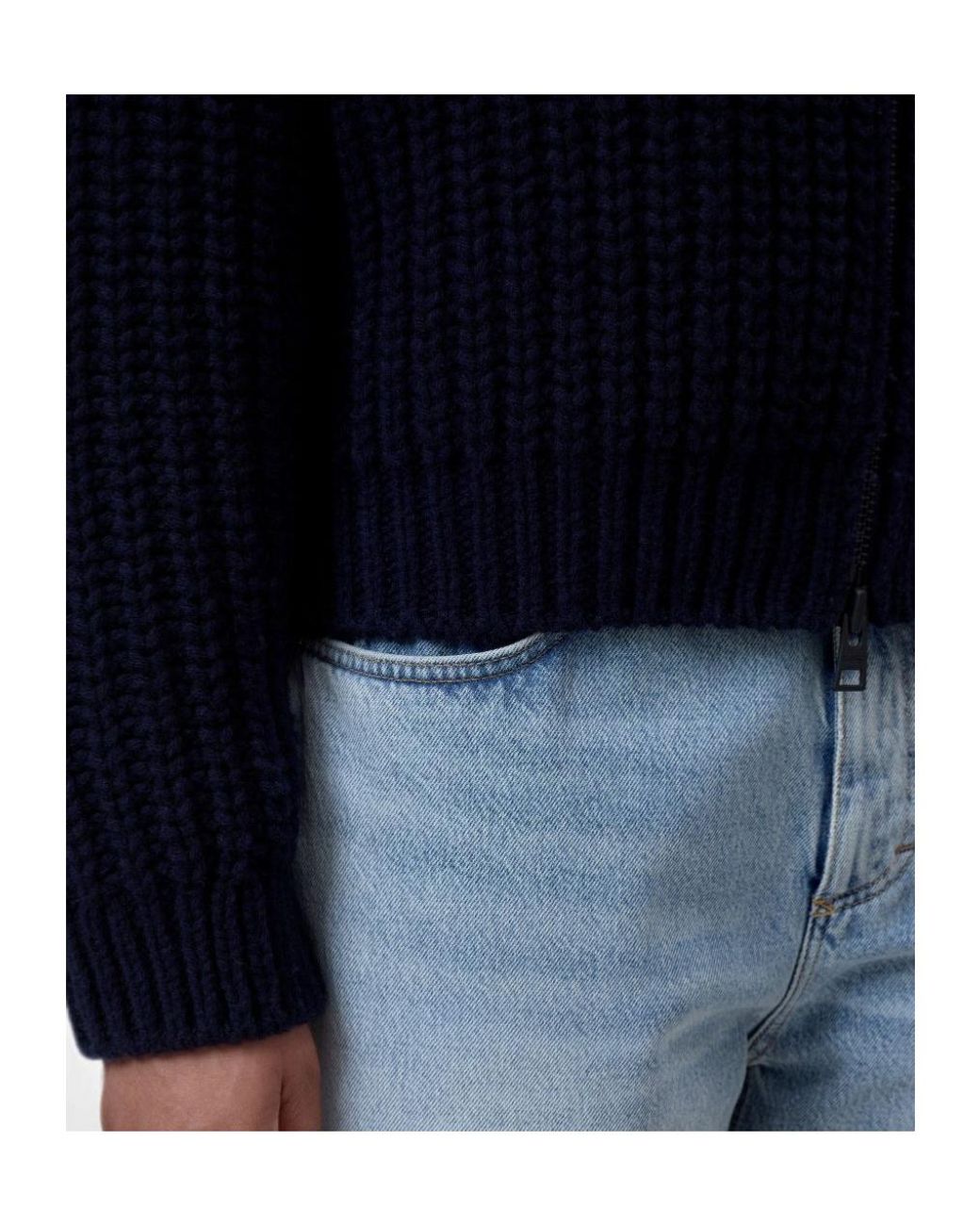 Closed Blue Chunky Zip-Up Cardigan