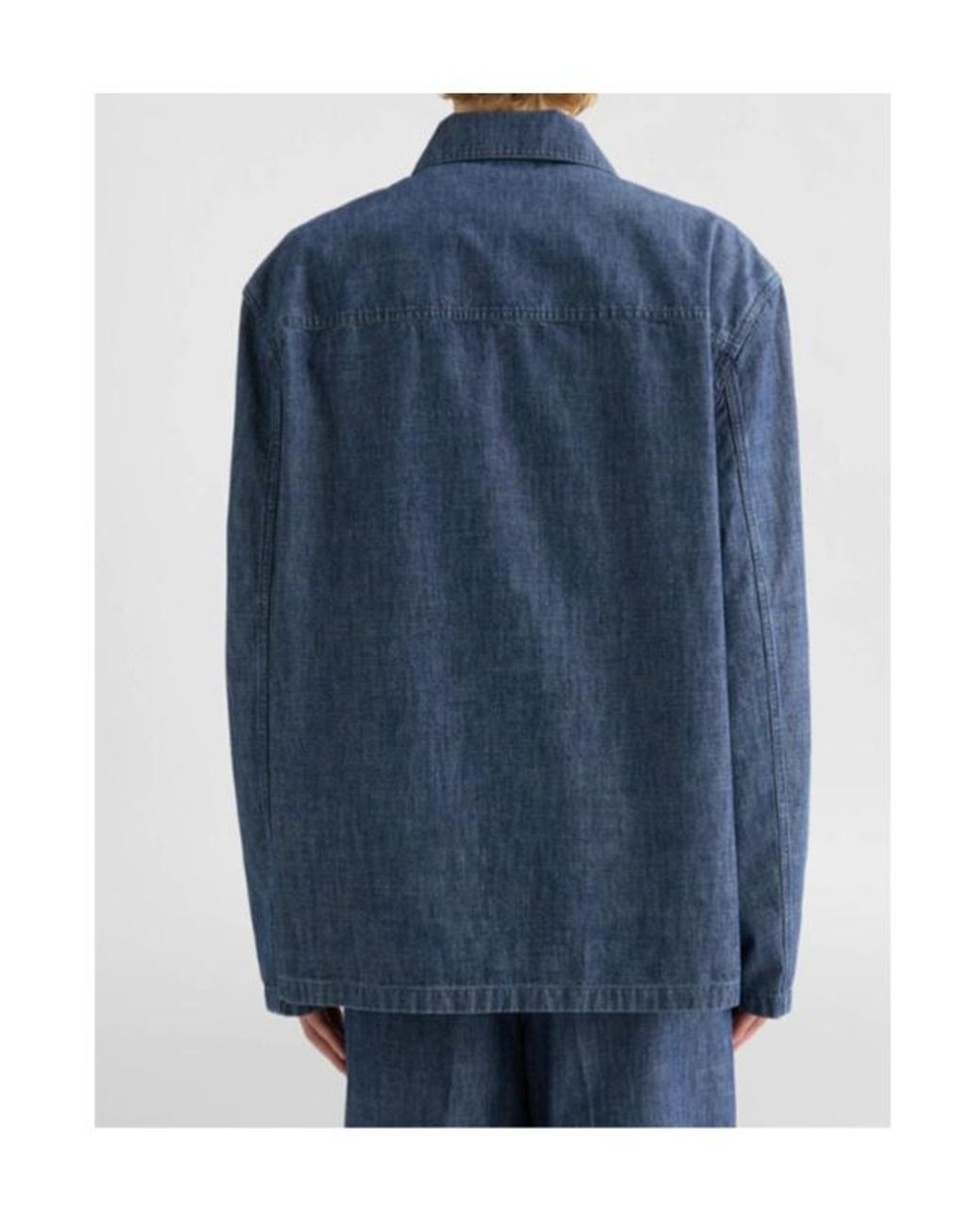 Jil Sander Blue Chambray Pocket Detail Shirt Jacket for men