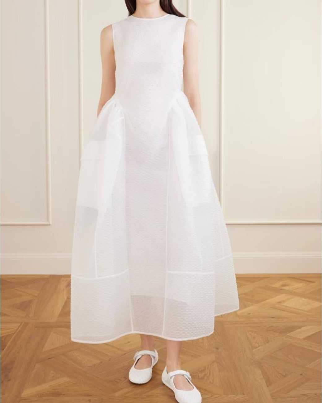 CECILIE BAHNSEN White Pocket Plumeria Petit Dress