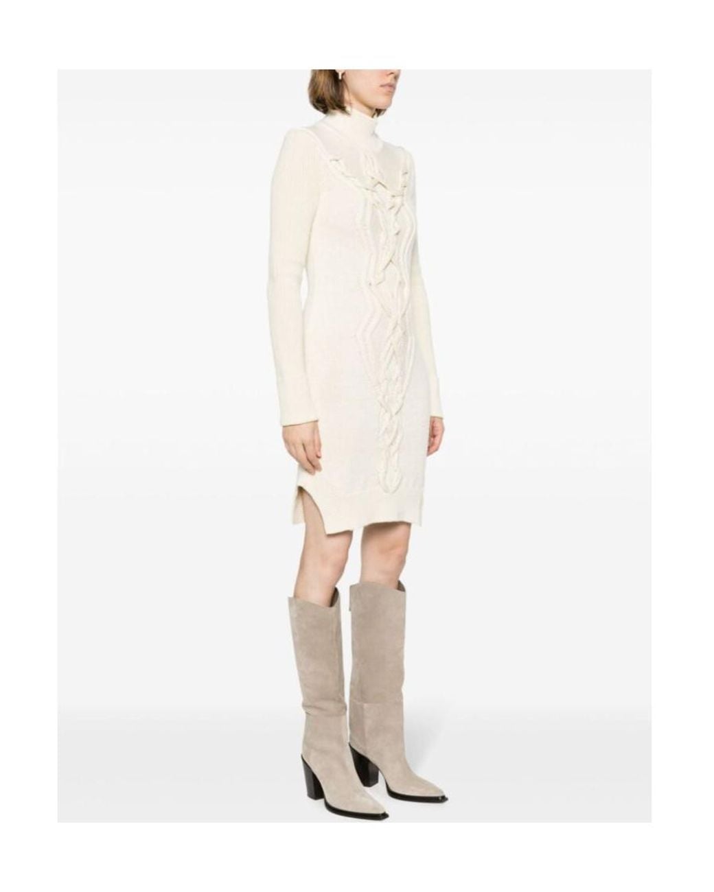 Isabel Marant White Embroidered High Neck Knitted Jumper