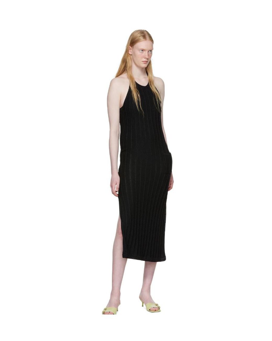 Ganni Black Knit Halter Midi Dress