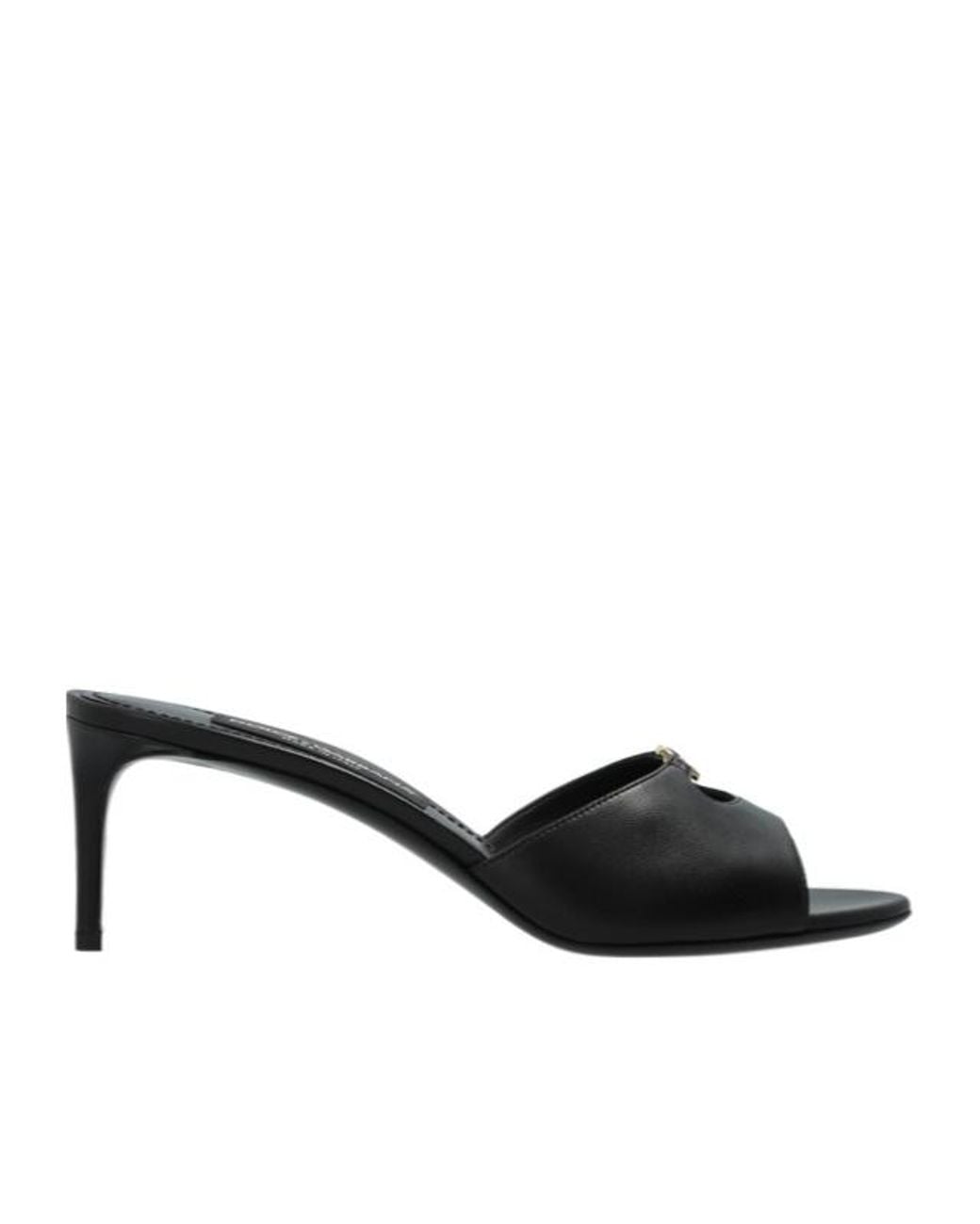 Dolce & Gabbana Black Logo Plaque Heeled Mules