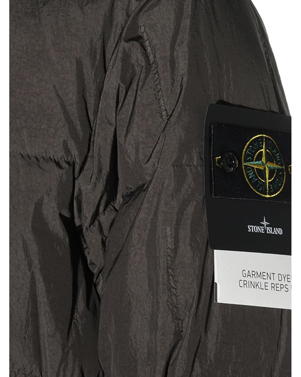 Stone Island Black Garment Dyed Crinkle Reps Coat for men