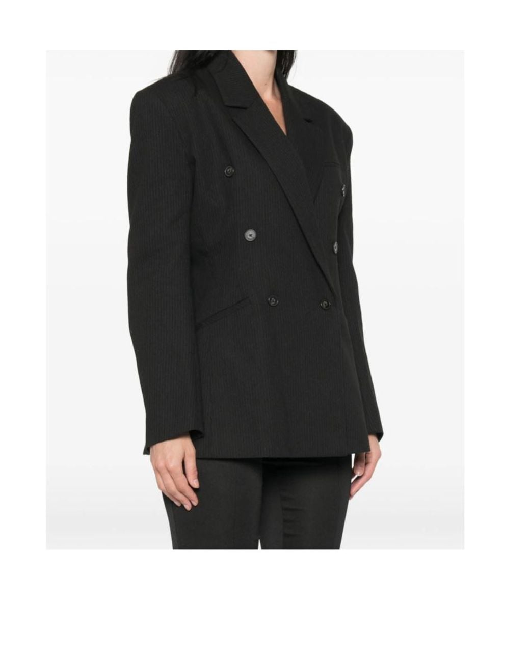 Frankie Shop Black Blazer Jade Pinstripe Polyester Jacket