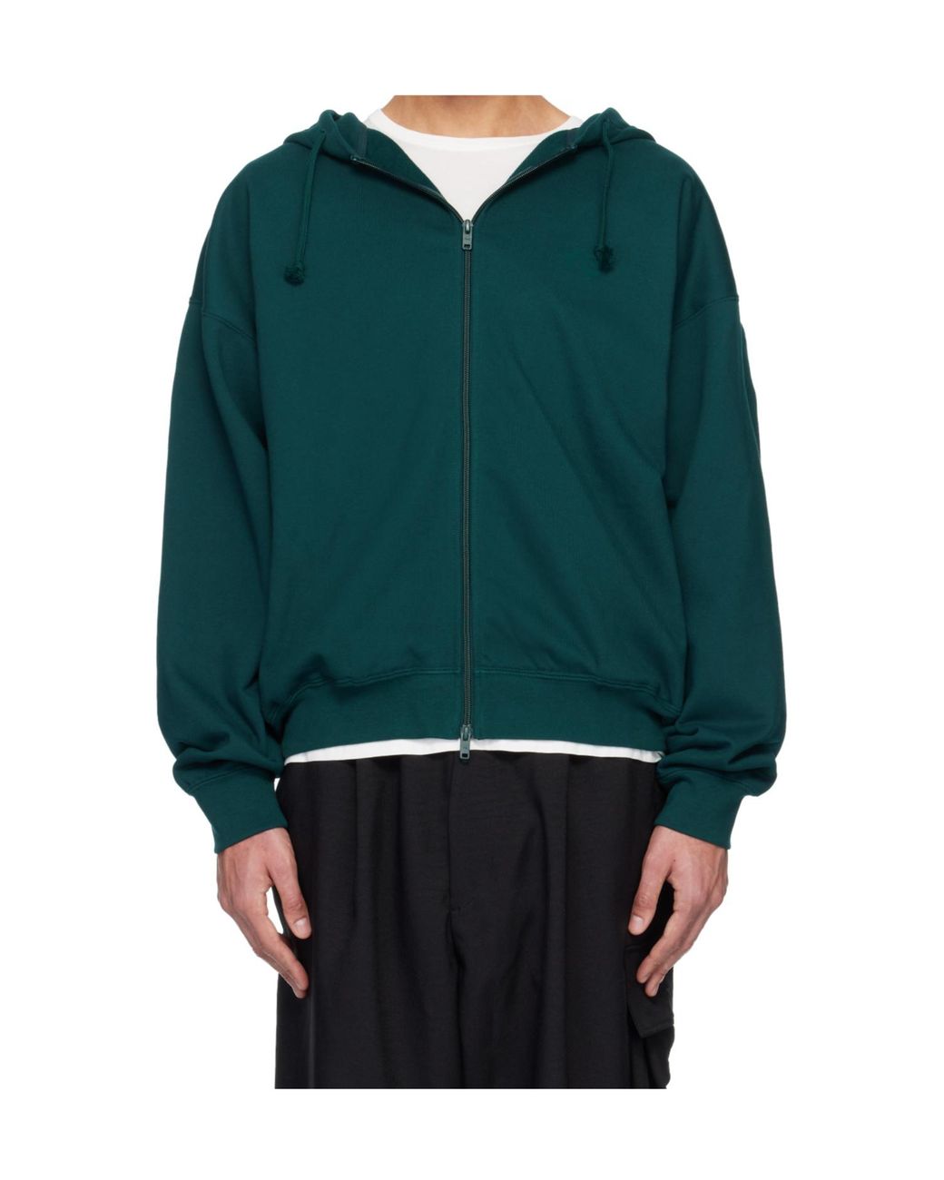 Y-3 Green Fl Zip-Up Hooded Sweatshirt for men