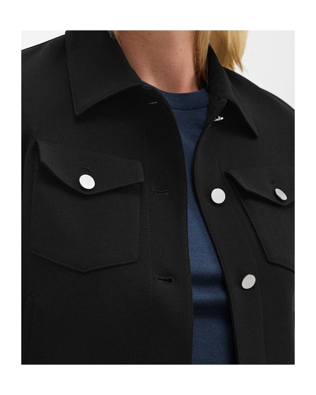 Theory Black Shrunken Button-Up Trucker Jacket