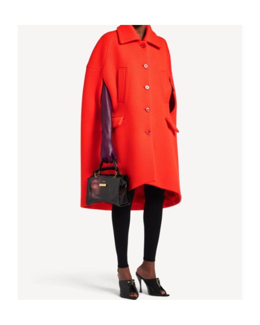 Balenciaga Red City Buttoned Cape