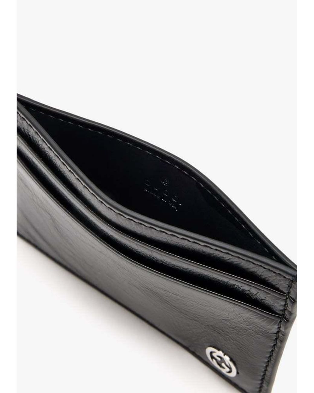 Gucci Black Interlocking G Plaque Card Case for men