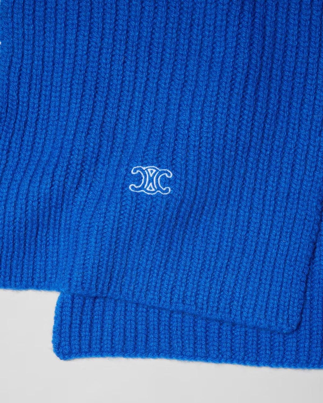 Céline Blue Ribbed Cashmere Scarf