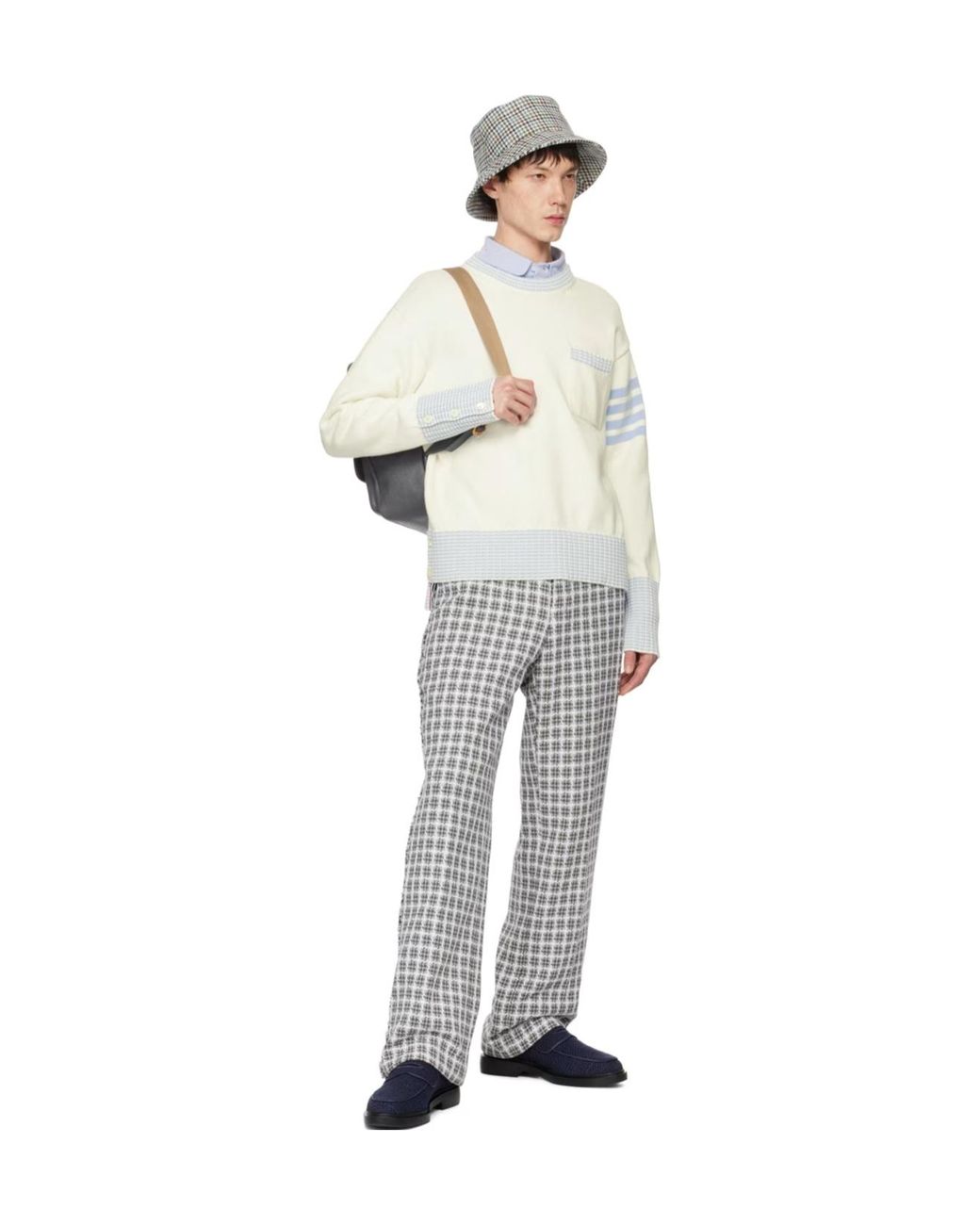 Thom Browne White Hector Round Neck Sweater for men