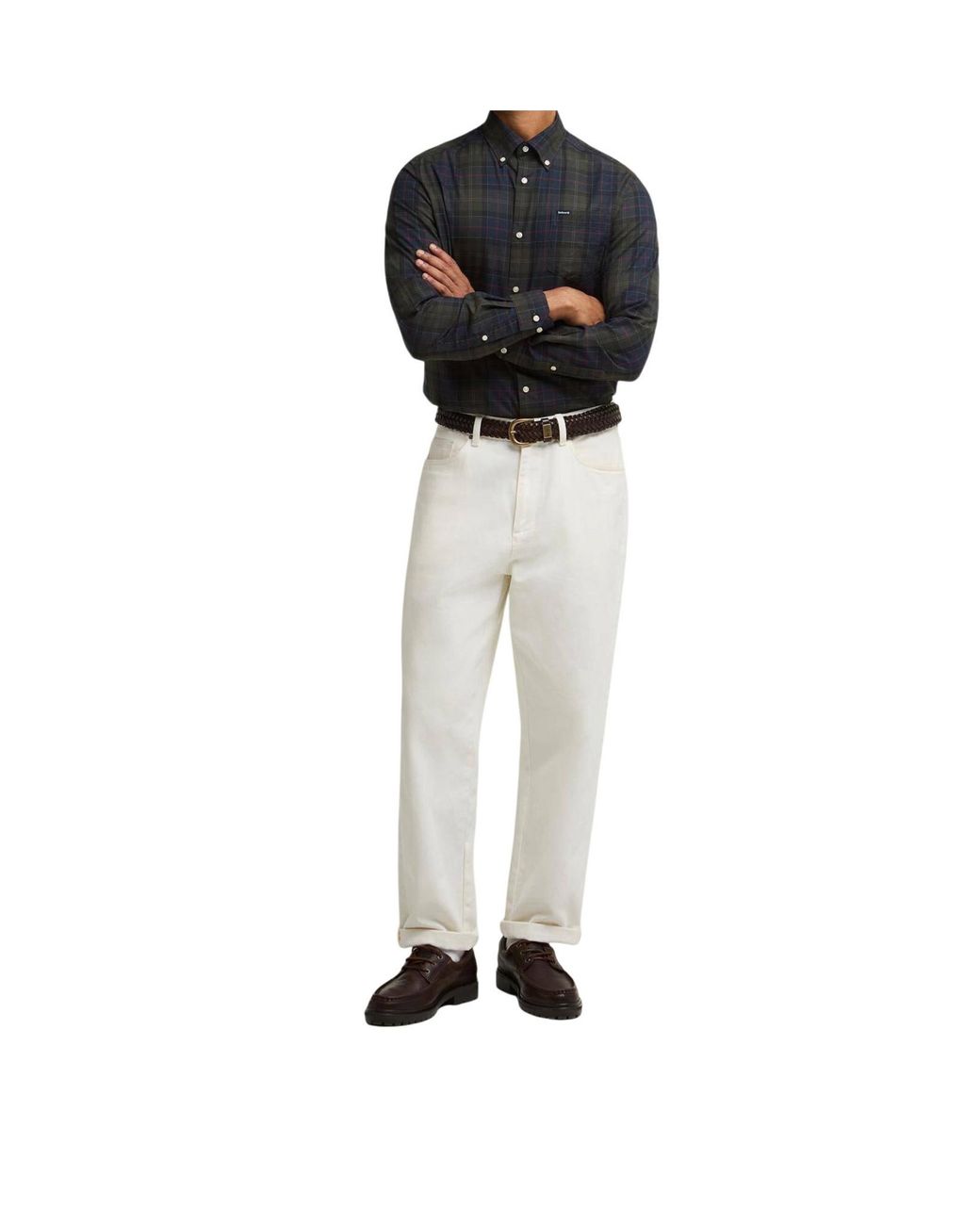 Barbour Blue Long-Sleeved Plaid Shirt for men