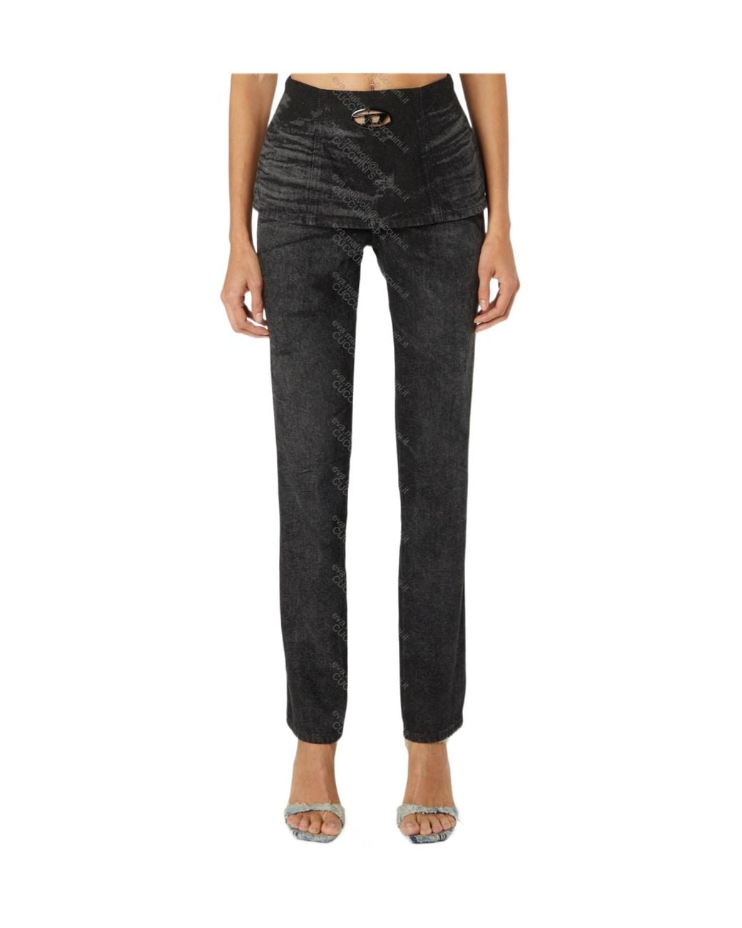 DIESEL Black Oval D Logo Plaque Pants