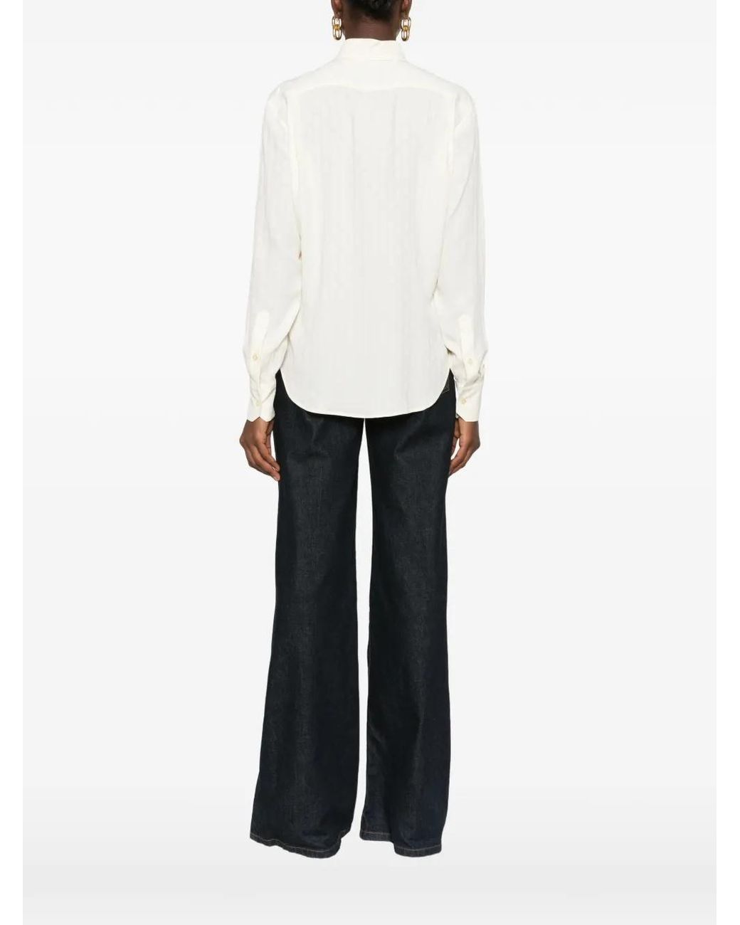 Etro White Ruffled Paisley-Jacquard Shirt
