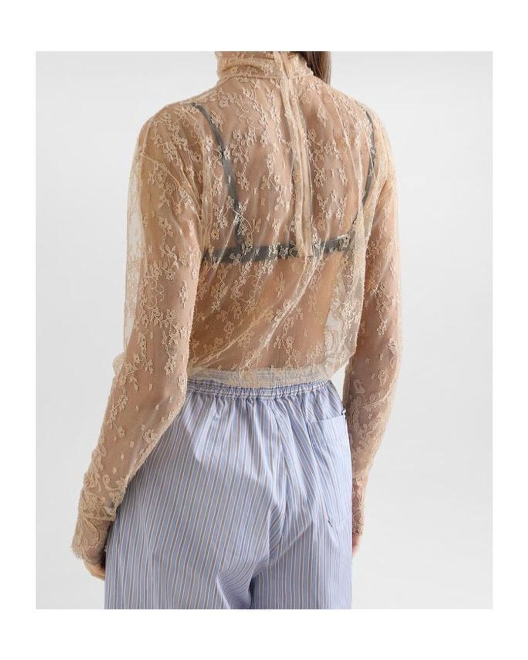 Dolce & Gabbana Natural Lace Roll-Neck Top