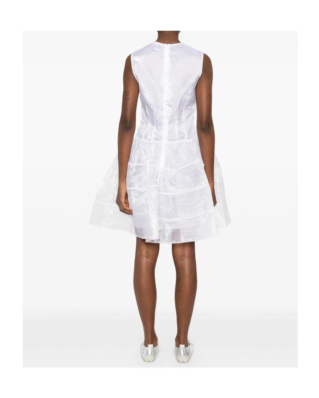 CECILIE BAHNSEN White Round-Neck Dress