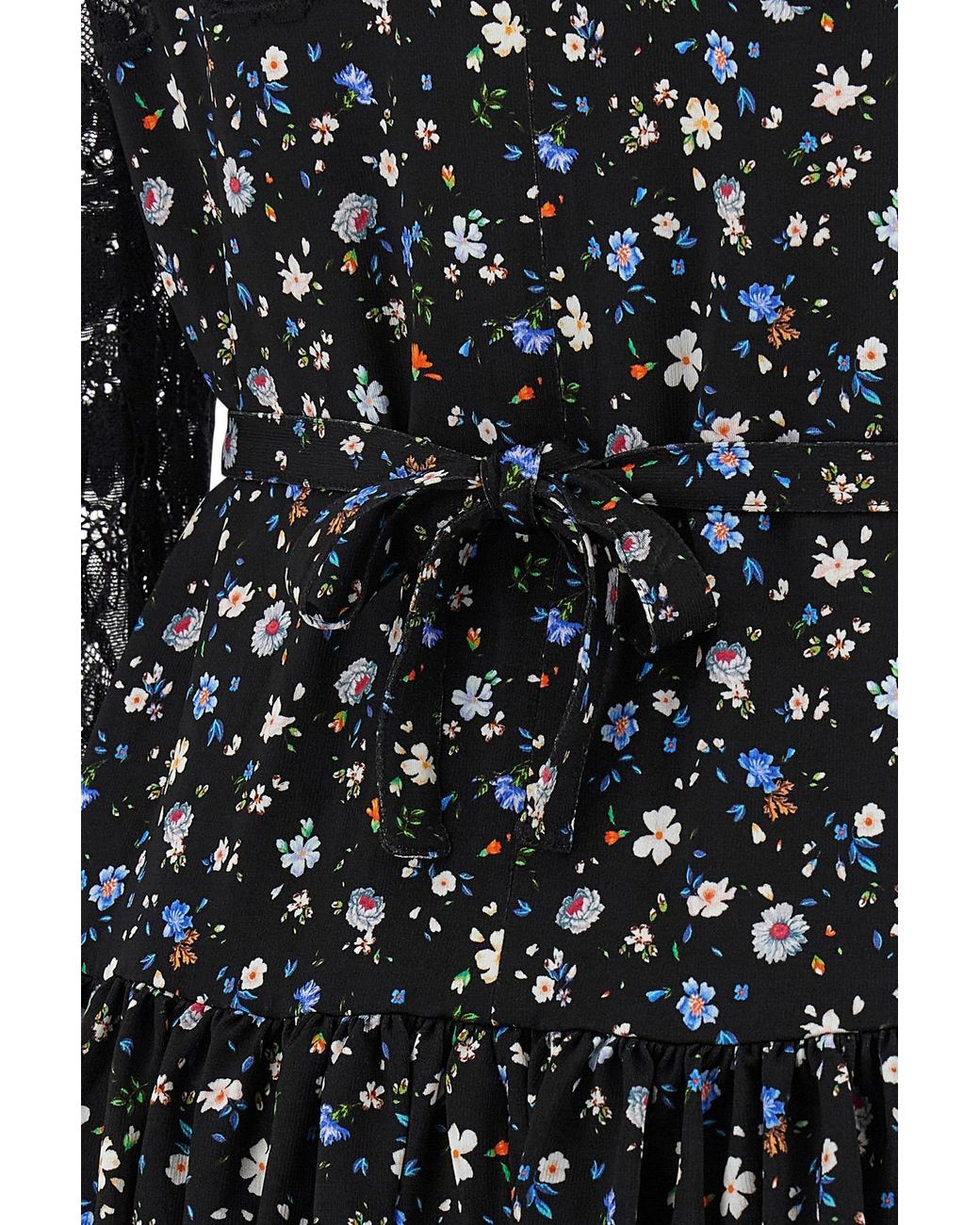 Rabanne Black Floral Pleated Lace Dress