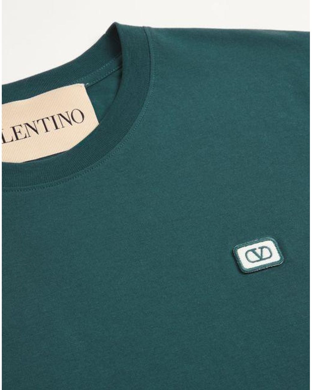 Valentino Green Vlogo Embroidered Crewneck T-Shirt for men