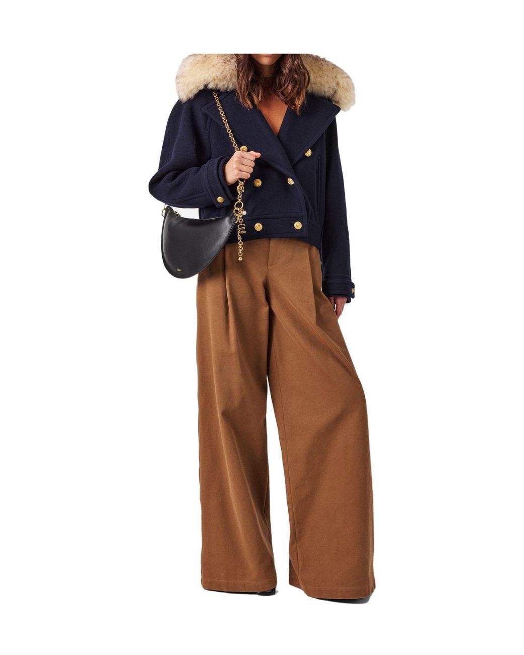 Chloé Blue Cropped Wool Coat