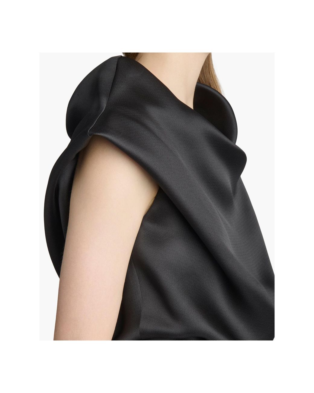 Khaite Black Luola Cowl Neck Asymmetric Hem Top