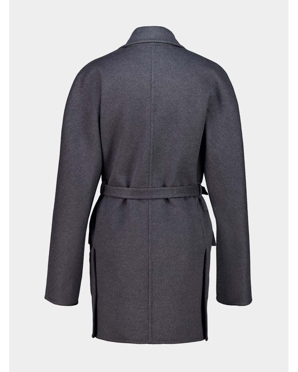 Ferragamo Blue Ferragamo Double Breasted Belted Long Jacket