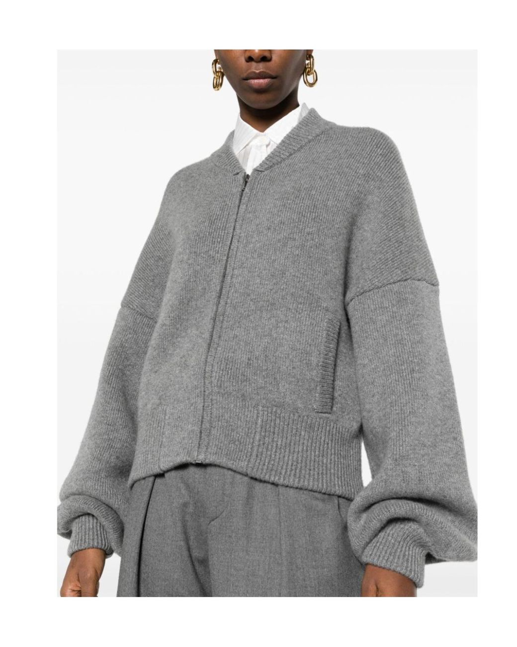 Khaite Gray Rhea Long-Sleeved Zipped Cardigan