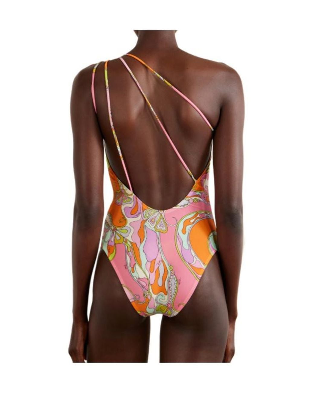 Emilio Pucci Orange Embellished Printed Swimsuit