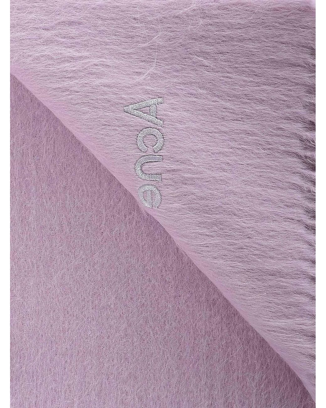 Acne Purple Logo Detail Fringed Scarf