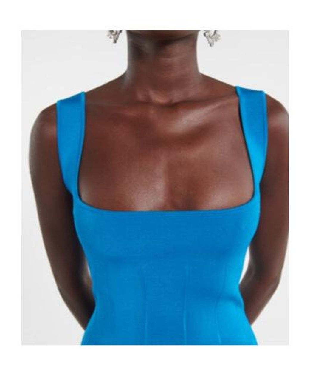 Galvan Blue Atalanta Ribbed-Knit Cocktail Dress