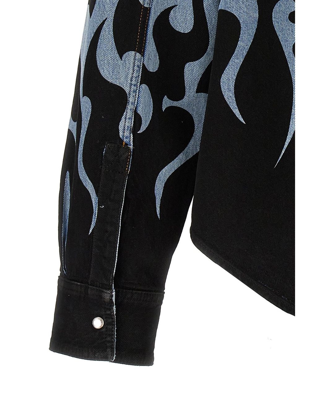 Vetements Blue Fire Printed Denim Jacket for men