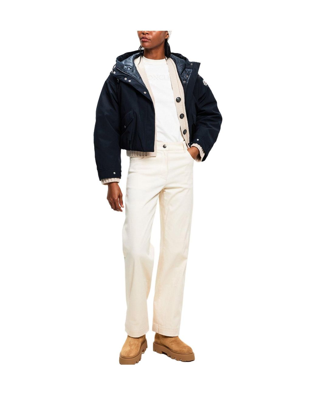 Moncler Blue Cropped Hooded Jacket