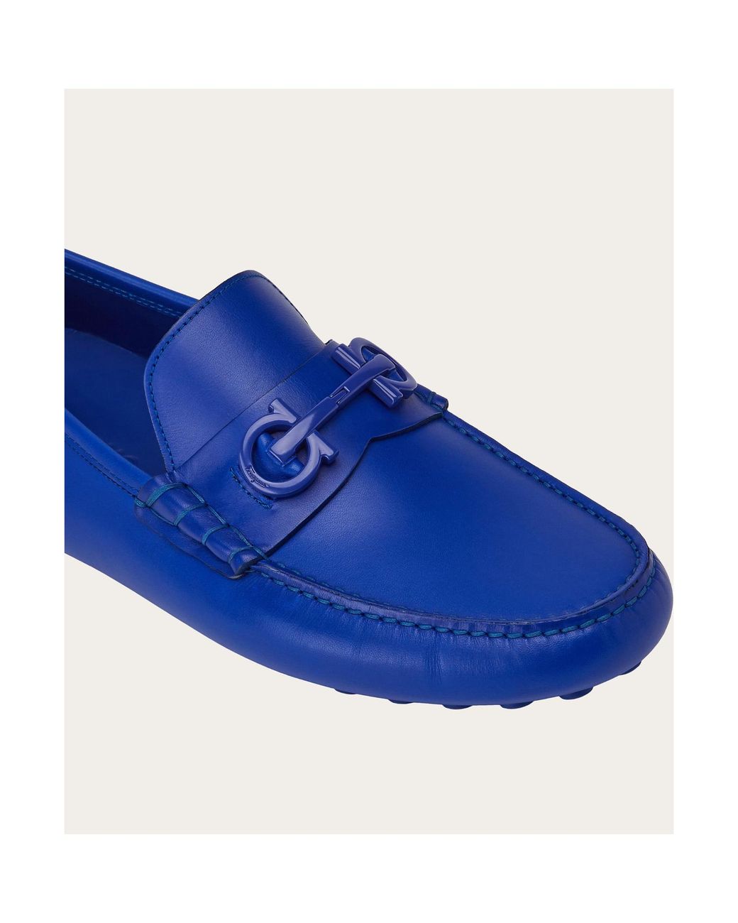 Ferragamo Blue Round-Headed Love Shoes for men