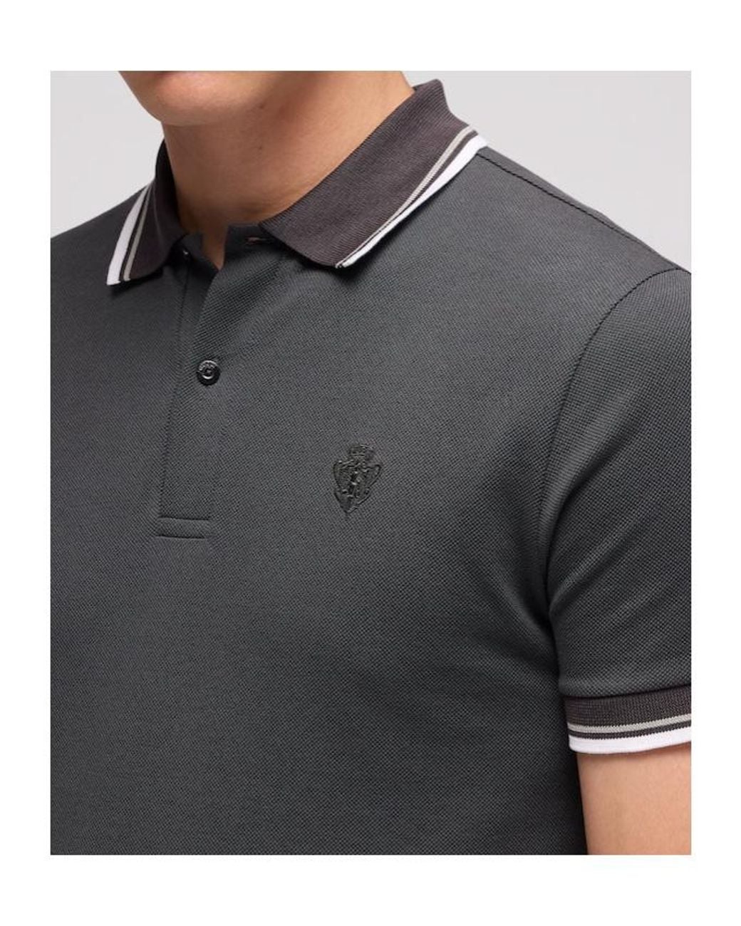 Gucci Black Cotton Piquet Polo Shirt With Embroidery for men