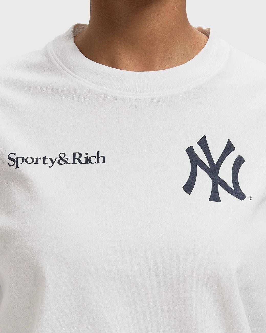 Sporty & Rich White Logo Crew-Neck T-Shirt for men