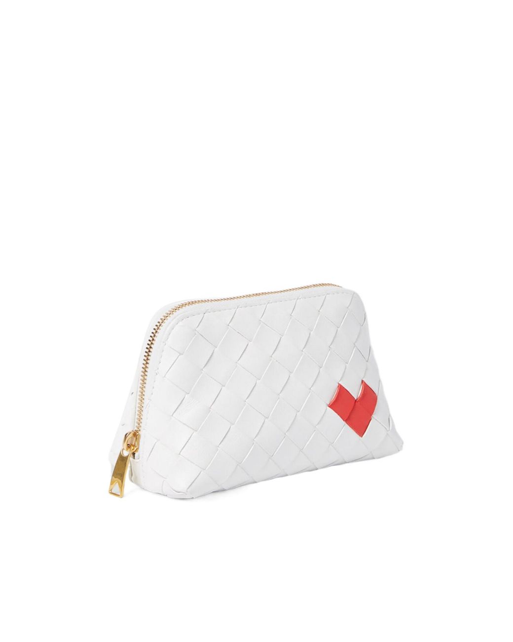 Bottega Veneta White Collision Color V-Shaped Makeup Bag
