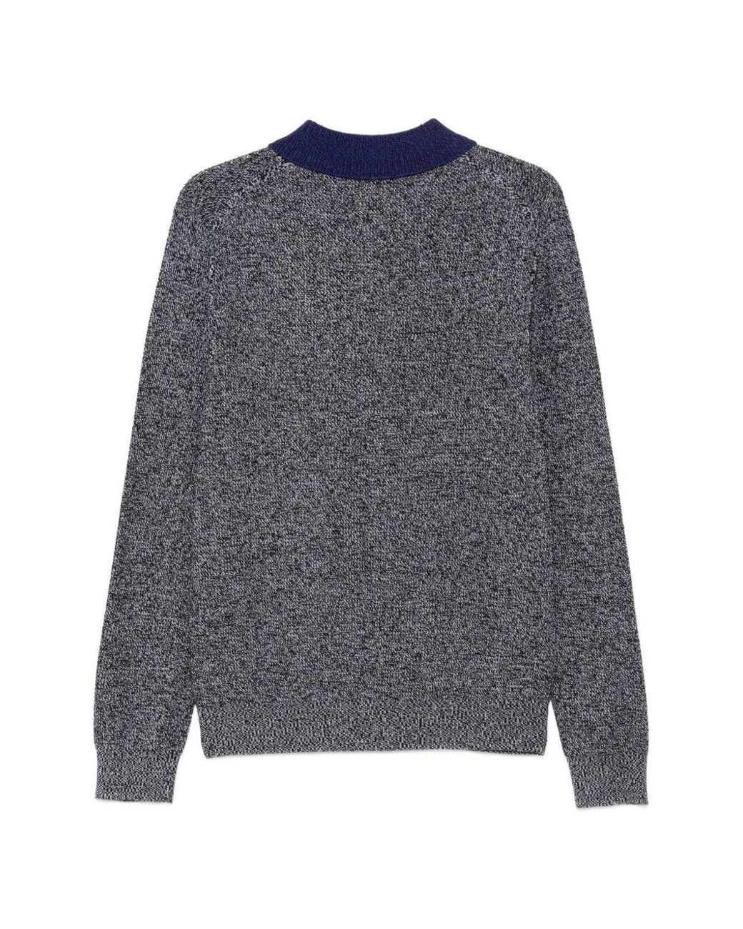 Paul Smith Blue Marled-Knit Long-Sleeve Polo Shirt for men