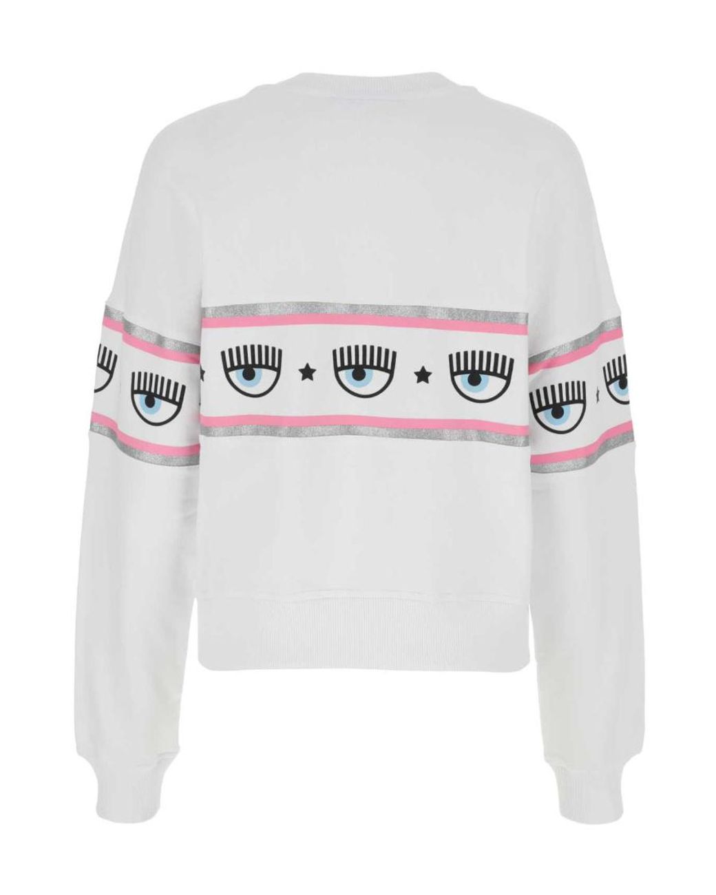 Chiara Ferragni White Logo Printed Crewneck Sweatshirt