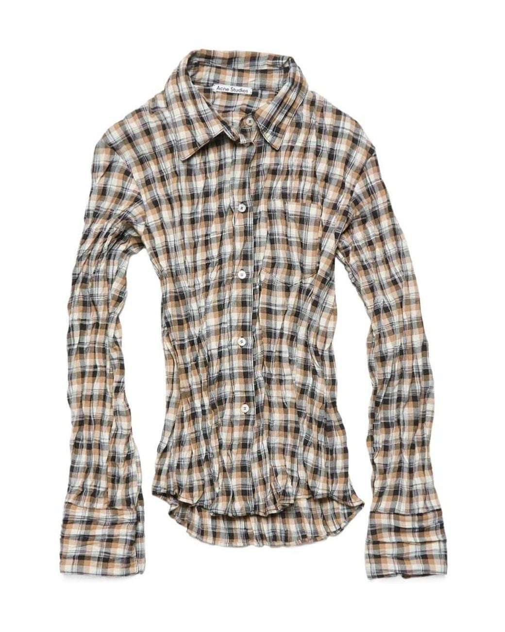 Acne White Check Button-Up Shirt
