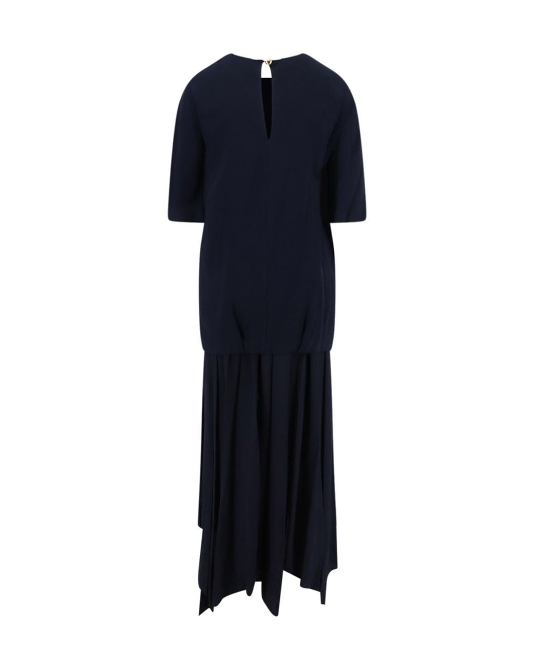 Semicouture Blue Button-Back Asymmetric Hem Dress