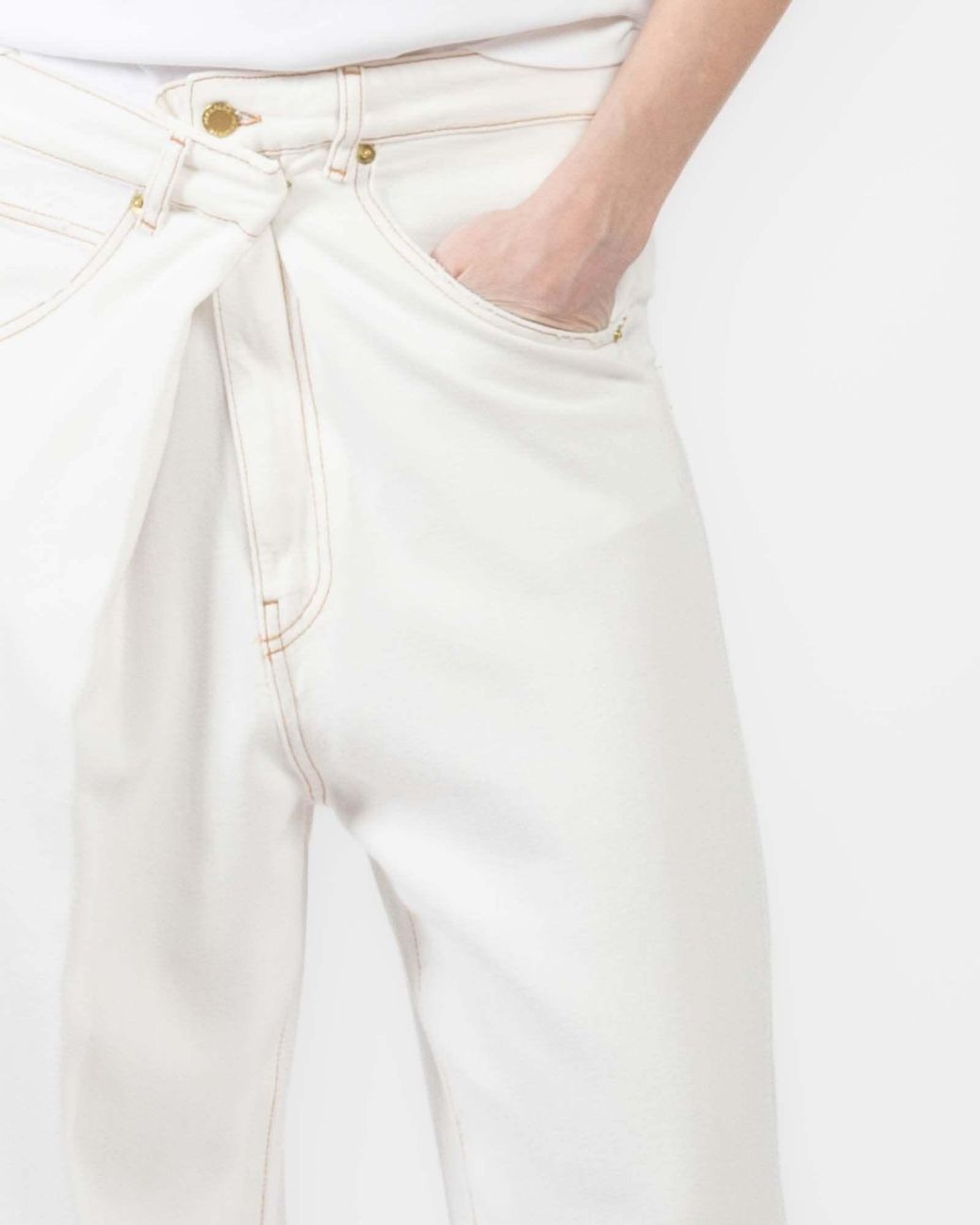DARKPARK White Ines Fold Over Jeans